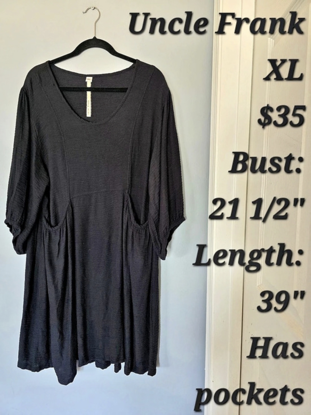 Uncle Frank Black Midi Dress Size XL
